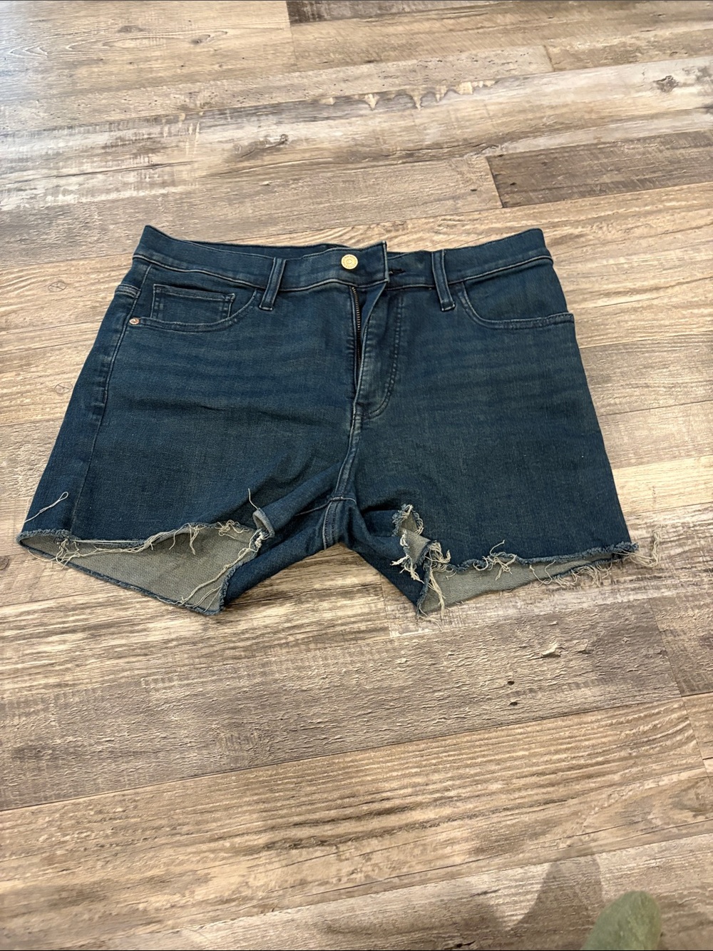 Express Dark Indigo Distressed Denim Shorts